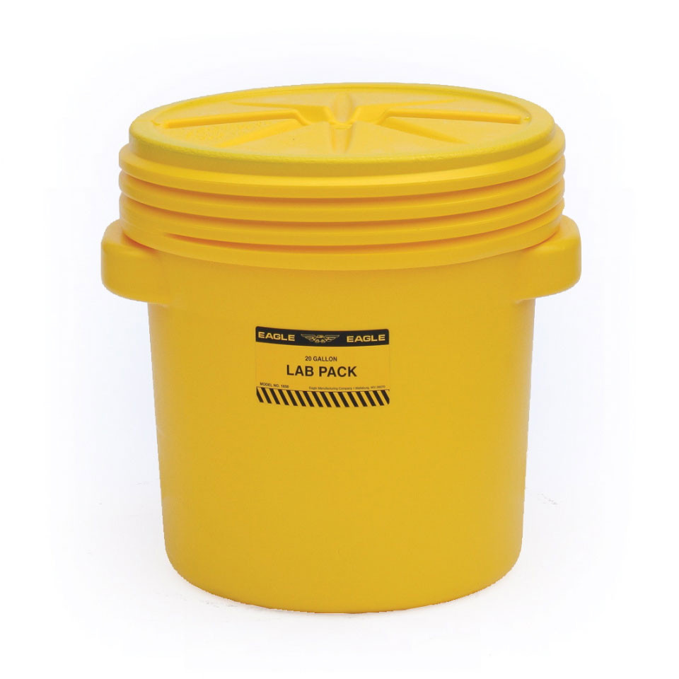 EAGLE 20 Gallon Lab Pack Screw Top Lid, Yellow (1650)