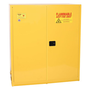 EAGLE 110 Gallon, 2 Drum, Vertical, 1 Shelf, 2 Door, Self Close, Safety Cabinet, Yellow - 5510X