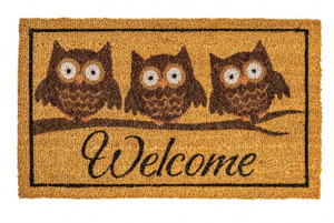 NOTRAX Front Door Owl Doormat, Coir Vinyl-Backed 18X30 OWLS - C12S1830OW