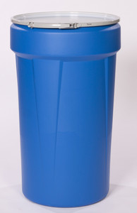 55 Gallon Drum in Blue, Open-Head Tapered with a Metal Ring 55 Gallon Drum in Blue, Open-Head Tapered with a Metal Ring