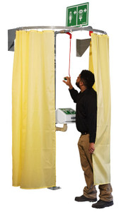 JUSTRITE Hughes Safety Shower Modesty Curtain, Wall-Mounted - CURTAIN-WM JUSTRITE Hughes Safety Shower Modesty Curtain, Wall-Mounted - CURTAIN-WM