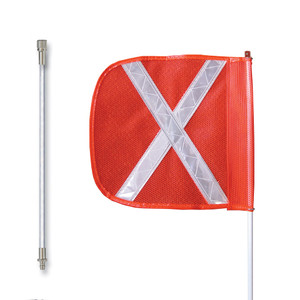 CHECKERS General-Purpose 10' Non-Lighted Warning Whip Split Pole w/ Quick Disconnect Base 12" Orange Flag White X CHECKERS General-Purpose 10' Non-Lighted Warning Whip Split Pole w/ Quick Disconnect Base 12" Orange Flag White X