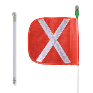 CHECKERS General-Purpose 12' Lighted Warning Whip Split Pole w/ Quick Disconnect Base 16" Orange Flag White X-  FS12XL-16-SPQDO CHECKERS General-Purpose 12' Lighted Warning Whip Split Pole w/ Quick Disconnect Base 16" Orange Flag White X-  FS12XL-16-SPQDO