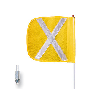 CHECKERS General-Purpose 3' Non-Lighted Warning Whip w/ Threaded Hex Base 12" Yellow Flag White X