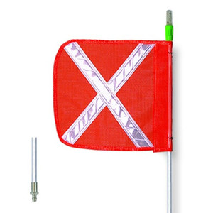 CHECKERS General-Purpose 5' Lighted Warning Whip w/ Quick Disconnect Base 16" Orange Flag White X - FS5XL-16-QD-O CHECKERS General-Purpose 5' Lighted Warning Whip w/ Quick Disconnect Base 16" Orange Flag White X - FS5XL-16-QD-O