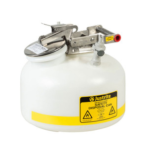 JUSTRITE 2 Gallon, Polyethylene Quick-Disconnect Disposal Safety Can, Polypropylene Fittings for 3/8" Tubing, White - PP12752