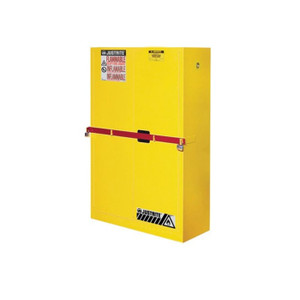 JUSTRITE 45 Gallon, 2 Shelves, 2 Doors, Self Close, Flammable Cabinet, High Security With Steel Bar, Yellow - SC29884Y