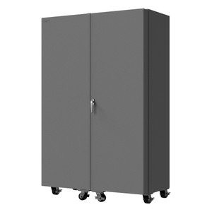 DURHAM Mobile Bin Cabinet, 14 Gauge, 168 Bins, 48 x 24 x 76