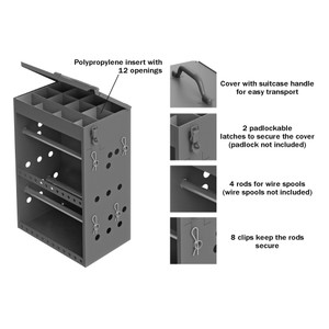 DURHAM Small Wire & Terminal Storage Cabinet, 4 Rods, Insert with 12 Compartments