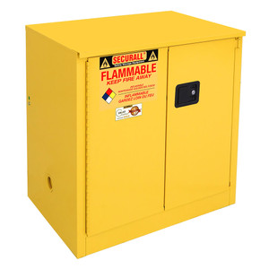 SECURALL 30 Gal. Self-Close, Self-Latch Sliding Door, Flammable Cabinet, Yellow