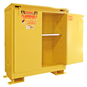 SECURALL 30 Gal. Self-Close, Self-Latch Safe-T-Door, Outdoor Flammable Cabinet, Yellow