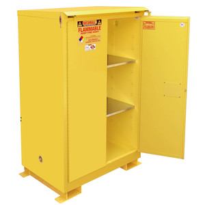 SECURALL 90 Gal. Self-Close, Self-Latch Safe-T-Door, Outdoor Flammable Cabinet, Yellow