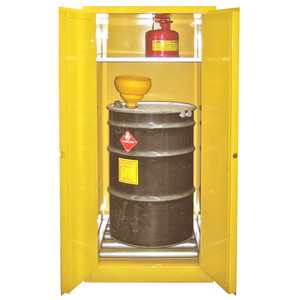 SECURALL 1 Drum, 65 Gal. Ver. Self-Latch Standard 2-Door, Drum Cabinet, Yellow