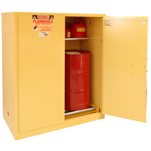 SECURALL 2 Drum, 120 Gal. Ver.Self-Latch Standard 2-Door, Drum Cabinet, Yellow