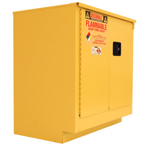 SECURALL 24 Gal. Self-Close, Self-Latch Sliding Door, Flammable Laboratory Cabinet, Yellow