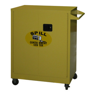 SECURALL Counter High Mobile Cabinet w/ casters (2 rigid, 2 swivel) Self-Latch Standard 2-Door, Spill Containment Cabinet, Yellow