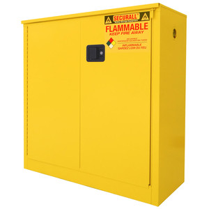SECURALL 6 Safety Cans (5-Gal.) 30 Gal. Self-Close, Self-Latch Sliding Door, Flammable Cabinet, Yellow