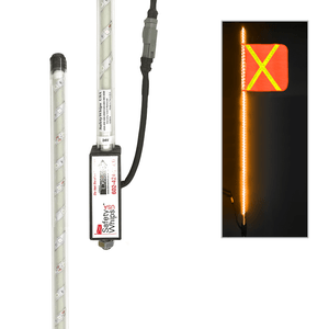 DRIVER SafetyWhips® 6' Super Duty Fully Lit LED Whip with 16" Orange Mesh Flag (Yellow X)