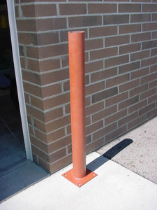 Innoplast 4" x 48" Surface Mount Steel Bollard, 8" x 8" Plate with 4 holes, Primed Innoplast 4" x 48" Surface Mount Steel Bollard, 8" x 8" Plate with 4 holes, Primed