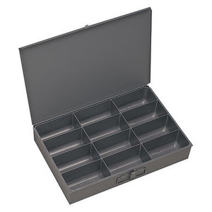 DURHAM Gray Steel Large Compartment Box - 12 Compartments