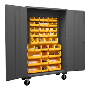 DURHAM 2502M-BLP-42-95, Mobile Cabinet, 16 gauge, 42 yellow bins