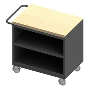 DURHAM 3111-MT-95, Mobile Bench Cabinet, no door, maple top