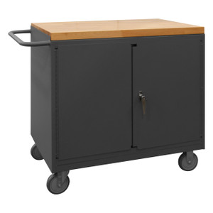 DURHAM 3119-MT-95, Mobile Bench Cabinet, 4 drawer,maple top