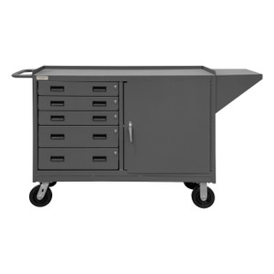 DURHAM 3402-95, Mobile Bench Cabinet, 1 shelf, 5 drawers
