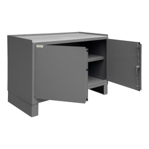 DURHAM 3403NVSLF-95, Stationary Workstation, 2 shelf, 2 doors
