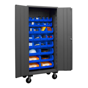 DURHAM 3501M-BLP-30-5295, Cabinet, 24X36, 30 blue bins, flush