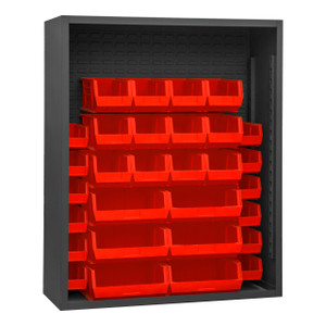 DURHAM 5006-30-1795, Enclosed Shelving, 18X48, 30 red bins
