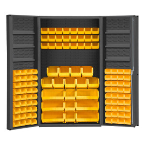 DURHAM DC48-114-6DS-95, Cabinet, 6 door shelf, 114 yellow bins
