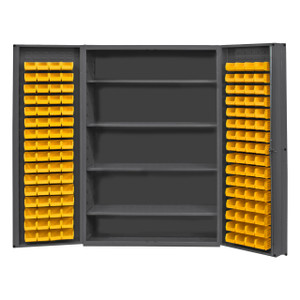 DURHAM DC48-128-4S-95, Cabinet, 4 shelves, 128 yellow bins
