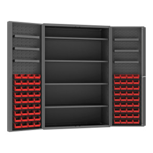 DURHAM DC48-724S6DS-1795, Cabinet, 10 shelves, 72 red bins
