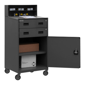 DURHAM FED-2023-95, Mobile Shop Desk, 2 shelf, 2 drawers