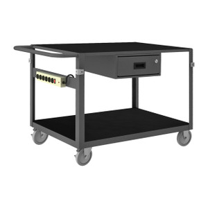 DURHAM IC24361DRPS5PU95, Instrument Cart, 2 shelves, power strip