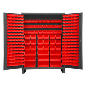 DURHAM SSC-227-1795, Bin Cabinet, 227 red bins with legs