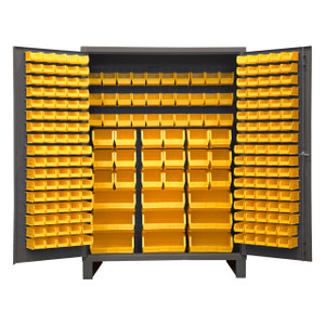 DURHAM SSC-227-95, Bin Cabinet, 227 yellow bins with legs