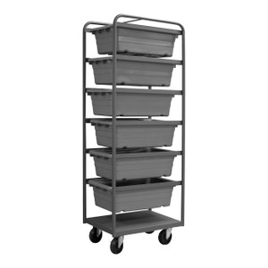 DURHAM TBR-183072-6-5PO-95, Tub Rack, 6 gray bins and bottom shelf
