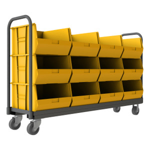 DURHAM TBR-187847-12B-5PU-95, Tub Rack, 12 yellow bins and push handle