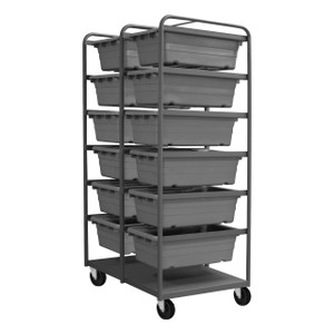 DURHAM TBR-303672-12-5PO-95, Tub Rack, 12 gray bins and bottom shelf