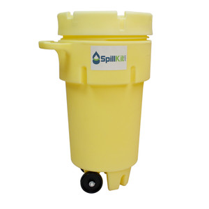 One 50 gallon wheeled salvage drum One 50 gallon wheeled salvage drum