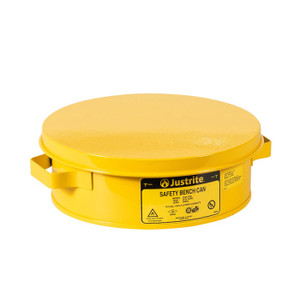 JUSTRITE 2 Quart Steel Bench Can, with Perforated Dasher Plate, Yellow - 10291 JUSTRITE 2 Quart Steel Bench Can, with Perforated Dasher Plate, Yellow - 10291