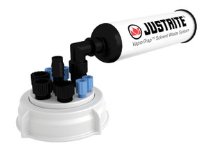JUSTRITE 70mm VaporTrap UN/DOT Cap with Filter Kit, 4 Ports 1/8" OD Tubing, 3 Ports 1/4" OD Tubing, 1 port 1/4"or 3/8" Hose Barb - 12835