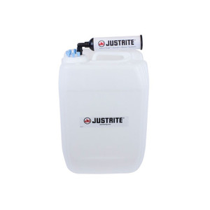 JUSTRITE 20 Liter HDPE Carboy with Filter Kit, UN/DOT Certfied, VaporTrap, 6 ports 1/8" OD Tubing, 70mm Cap - 12839