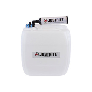JUSTRITE 13.5 Liter HDPE Carboy with Filter Kit, UN/DOT Certfied, VaporTrap, 6 Ports 1/8" OD Tubing, 1 Port 1/4" or 3/8" Hose Barb, 70mm Cap - 12840