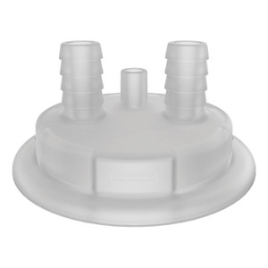 JUSTRITE 83mm Adapter for Carboy Cap, Two 1/2" Molded-in Hose Barbs and Vent - 12876