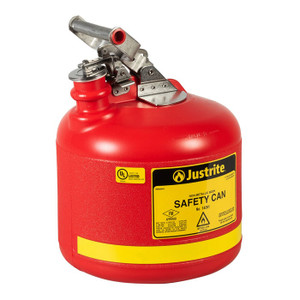 JUSTRITE 2.5 Gallon Plastic Safety Can, Type I, Stainless Steel Hardware, Red - 14261 JUSTRITE 2.5 Gallon Plastic Safety Can, Type I, Stainless Steel Hardware, Red - 14261