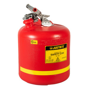 JUSTRITE 5 Gallon Plastic Safety Can, Type I, Stainless Steel Hardware, Red - 14561 JUSTRITE 5 Gallon Plastic Safety Can, Type I, Stainless Steel Hardware, Red - 14561