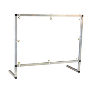 JUSTRITE 3' x 3' Counter/Desktop With Document Pass Thru Area Workspace Cough and Sneeze Guard, PVC in Aluminum Frame - 15614